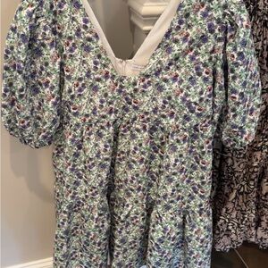 English Factory Floral Mini Dress - Purple and Green